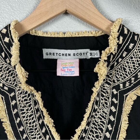 Gretchen Scott Cotton Embroidered Mini Dress in Fringe Binge Boho Size Medium - Picture 5 of 10